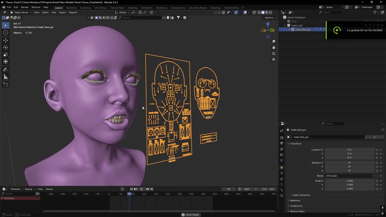 Character rigging wireframe